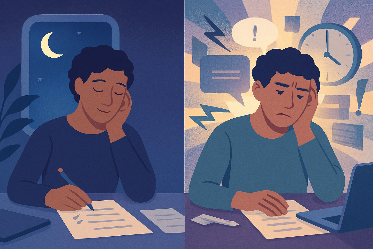 Une personne AuDHD confrontée à des capacités variables selon le sommeil et la surcharge sensorielle